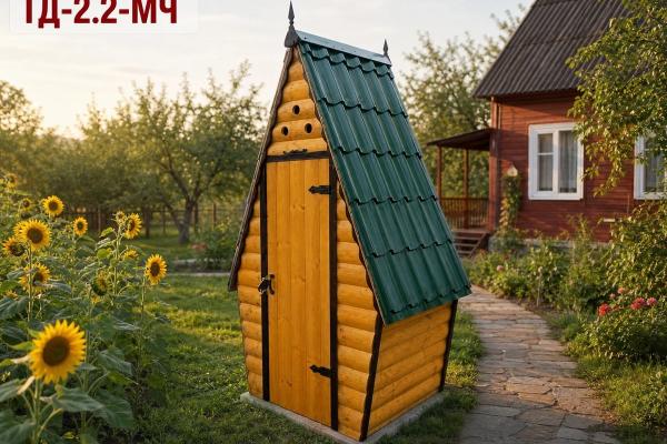 Дачный туалет ТД-2.2-МЧ — шалаш, блок-хаус, металлочерепица
